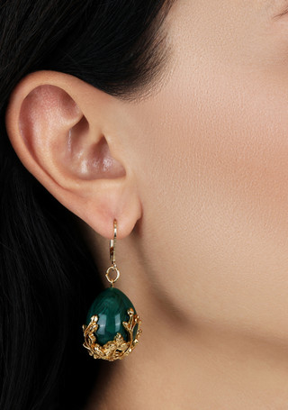 Thumbnail 2: 1928 Jewelry Gold Tone Green Gold Bead Drop Earrings 