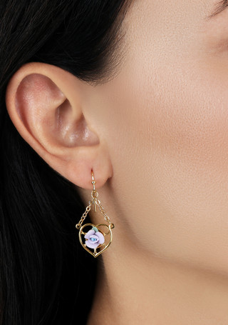 Thumbnail 2: 1928 Jewelry 1928 Jewelry Gold Tone Heart Porcelain Rose Earrings 