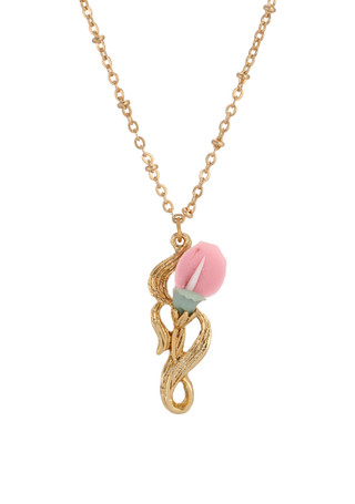 Thumbnail 1: 1928 Jewelry 1928 Jewelry Gold Tone Pink White Flower Necklace 