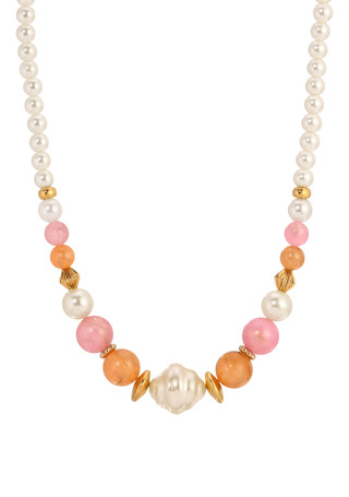 Thumbnail 1: 1928 Jewelry 1928 Jewelry Faux Pearl Pink Peach Beaded Necklace 