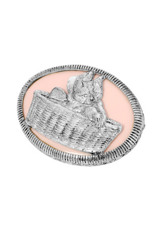 Thumbnail 1: 1928 Jewelry 1928 Jewelry Pink Oval Cat In Basket Brooch 