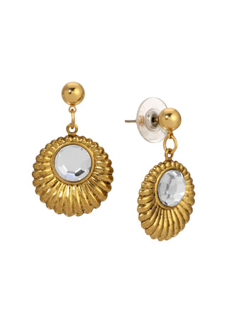 Thumbnail 2: 1928 Jewelry 1928 Jewelry Gold Tone Crystal Drop Round Earrings 