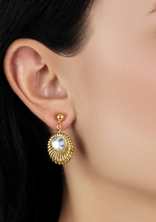 Thumbnail 4: 1928 Jewelry 1928 Jewelry Gold Tone Crystal Drop Round Earrings 