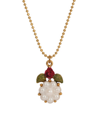 Thumbnail 1: 1928 Jewelry 1928 Jewelry Faux Pearl Bead Red Rose Pendant 