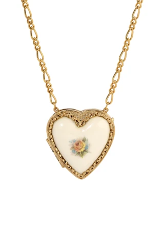 Thumbnail 1: 1928 Jewelry 1928 Jewelry Porcelain Heart Locket Necklace 