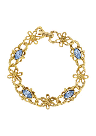 Thumbnail 1: 1928 Jewelry 1928 Jewelry Gold Tone Blue Navette Crystals Bracelet 