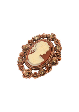 Thumbnail 1: 1928 Jewelry 1928 Jewelry Oval Cameo Crystal Brooch 