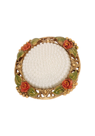 Thumbnail 1: 1928 Jewelry 1928 Jewelry Faux Pearl Red Rose Round Brooch 