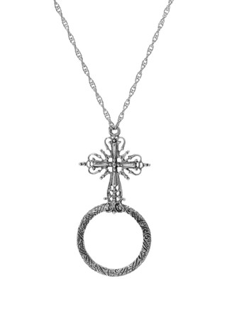 Thumbnail 1: SYMBOLS OF FAITH Symbols of Faith Cross Magnifying Glass Necklace 