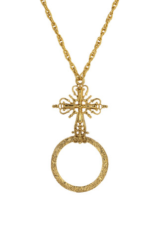 Thumbnail 1: SYMBOLS OF FAITH Symbols of Faith Cross Magnifying Glass Necklace 