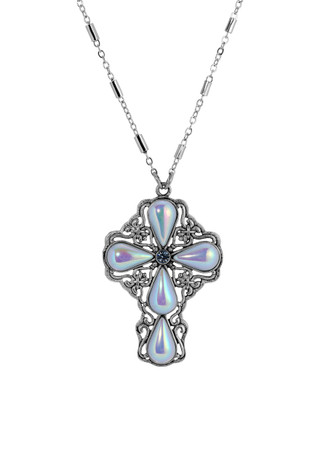 Thumbnail 1: SYMBOLS OF FAITH Symbols of Faith Teardrop Crystal Cross Necklace 