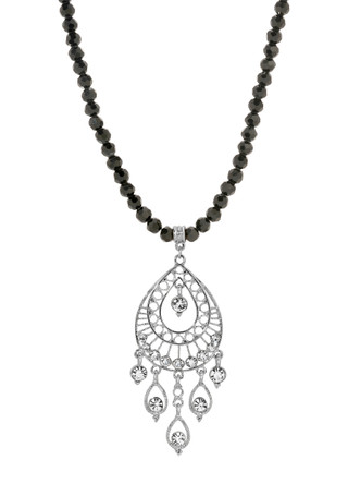 Thumbnail 1: 1928 Jewelry 1928 Jewelry Black Bead Crystal Drop Necklace 