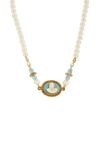 Thumbnail 1: SYMBOLS OF FAITH Symbols of Faith Mary & Child Cameo Adjustable Necklace 