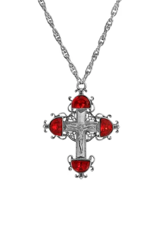 Thumbnail 1: SYMBOLS OF FAITH Symbols of Faith Cross Crystal Necklace 