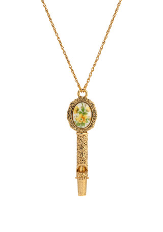 Thumbnail 1: 1928 Jewelry 1928 Jewelry Yellow Flower Decal Whistle Necklace 