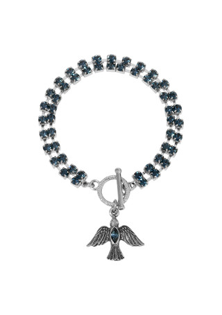 Thumbnail 1: SYMBOLS OF FAITH Symbols of Faith Silver Tone Crystal Dove Charm Bracelet 