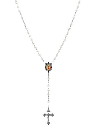 Thumbnail 1: SYMBOLS OF FAITH Symbols of Faith Mary & Child Decal Pearl Bead Rosary 