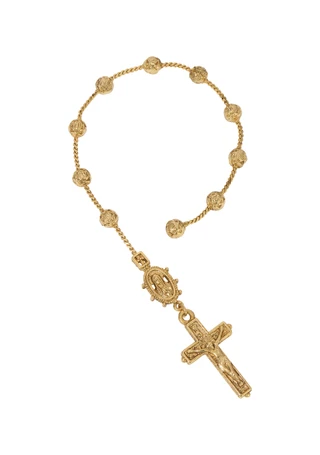 Thumbnail 1: SYMBOLS OF FAITH Symbols of Faith Gold Tone Crucifix Hand Rosary 