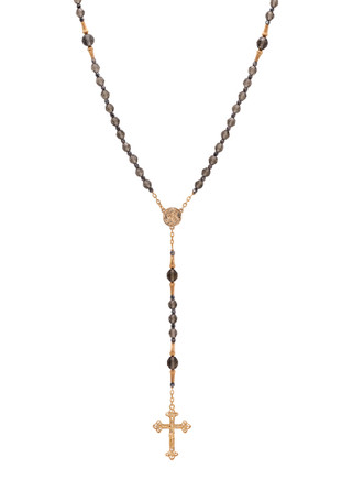 Thumbnail 1: SYMBOLS OF FAITH Symbols of Faith Black Diamond Bead Mary Crucifix Rosary 
