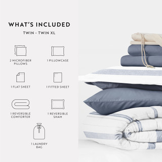 Thumbnail 12: IENJOY HOME 8 Piece Stone Patterned Comforter Dorm Set Bundle 