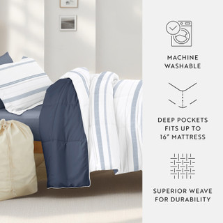 Thumbnail 10: IENJOY HOME 8 Piece Stone Patterned Comforter Dorm Set Bundle 