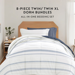 Thumbnail 11: IENJOY HOME 8 Piece Stone Patterned Comforter Dorm Set Bundle 