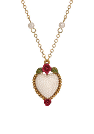 Thumbnail 1: 1928 Jewelry 1928 Jewelry Faux Pearl Heart Rose Pendant 