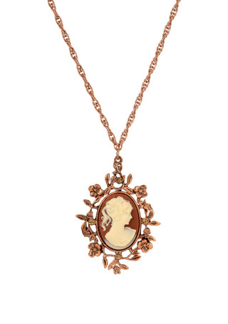 Thumbnail 1: 1928 Jewelry 1928 Jewelry Oval Cameo Crystal Necklace 