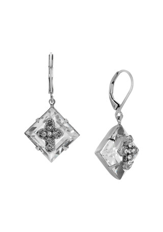 Thumbnail 1: 1928 Jewelry 1928 Jewelry Square Crystal Cross Leverback Earrings 