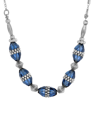 Thumbnail 1: 1928 Jewelry 1928 Jewelry Silver Tone Blue Bead Necklace 