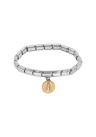 Thumbnail 2: SYMBOLS OF FAITH Symbols of Faith Oval Miraculous Medal Charm Bracelet 