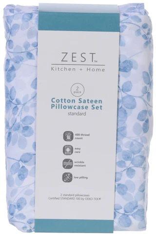 Thumbnail 1: Zest Kitchen + Home ZEST Kitchen + Home 2 Pk Cotton Sateen Pillowcase Set 