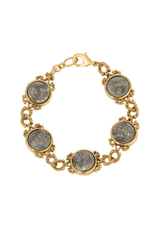 Thumbnail 1: SYMBOLS OF FAITH Symbols of Faith Gold & Pewter Tone Mary & Child Bracelet 