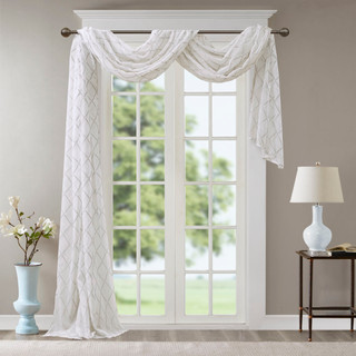 Thumbnail 3: Madison Park Madison Park Irina Diamond Sheer Embroidered Window Scarf 