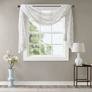Thumbnail 4: Madison Park Madison Park Irina Diamond Sheer Embroidered Window Scarf 
