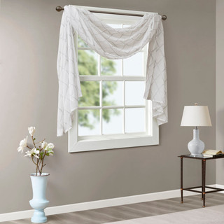 Thumbnail 1: Madison Park Madison Park Irina Diamond Sheer Embroidered Window Scarf 