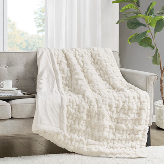 Thumbnail 1: Madison Park Madison Park Ruched Fur Throw 