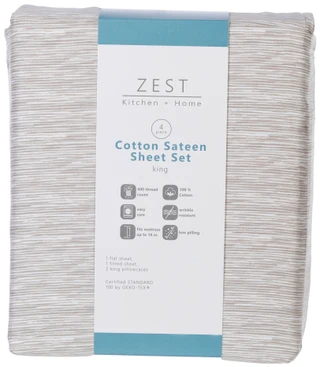 Thumbnail 1: Zest Kitchen + Home Zest Kitchen + Home 4 Pc Striped Sheet Set 
