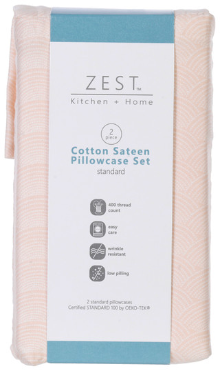Thumbnail 1: Zest Kitchen + Home ZEST Kitchen + Home 2 Pk Cotton Sateen Standard Pilowcase 