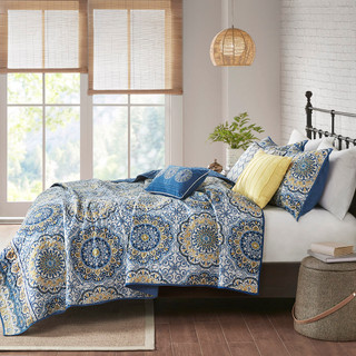 Thumbnail 2: Madison Park Madison Park 6 Pc. Marina Printed Quilt Set 