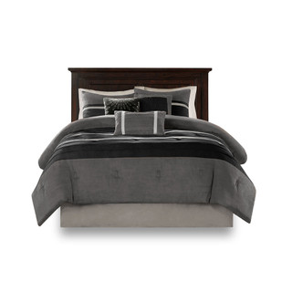 Thumbnail 4: Madison Park Madison Park 7 Pc. Palmer Faux Suede Comforter Set 