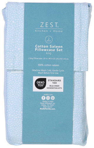 Thumbnail 3: Zest Kitchen + Home ZEST Kitchen + Home 2 Pk Cotton Sateen Pillowcase Set 