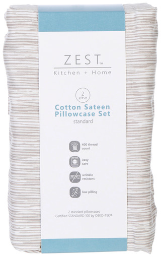 Thumbnail 1: Zest Kitchen + Home ZEST Kitchen + Home 2 Pk Cotton Sateen Pillowcase Set 
