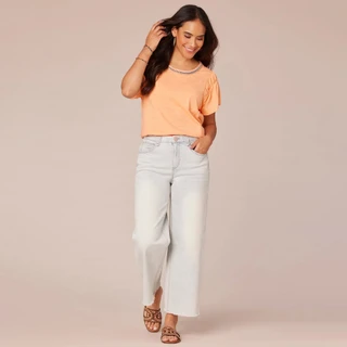 Thumbnail 4: Democracy Democracy Womens Short Flutter Sleeve Crochet Neck Top 
