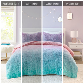 Thumbnail 2: Intelligent Design Primrose Ombre Shaggy Faux Fur Comforter Set 