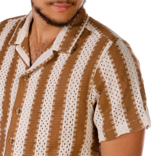 Thumbnail 2: Distortion Distortion Men's Short Sleeve Striped Open Weave Shirt 