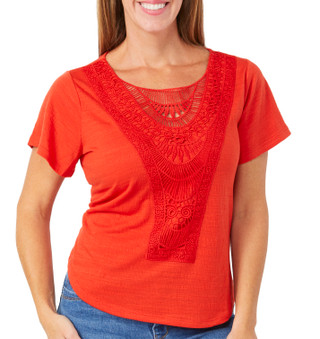 Thumbnail 2: Thomas & Olivia Thomas & Olivia Womens Short Sleeve Lace Neck Top 
