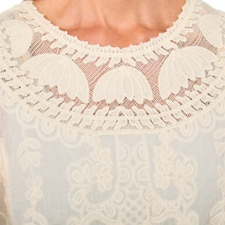 Thumbnail 3: Democracy Women's Short Sleeve Crochet Crew Neck Top 