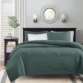 Thumbnail 2: Madison Park Madison Park Quebec Solid Reversible Quilt Set 