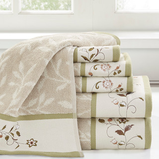 Thumbnail 1: Madison Park Madison Park 6 Pc. Serene Embroidered Jacquard Towel Set 